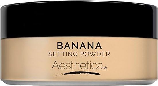 Aesthetica Banana Loose Setting Powder - Flash Friendly Superior Matte Finish Highlighter & Finishing Powder - Includes Velour Puff