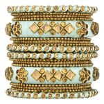 Aheli Ethnic Handmade Silk Thread Faux Stone Studded Bangle Set Chuda Indian Wedding Wear Fashion Jewelry for Women