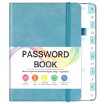 Password Book with Alphabetical Tabs, Small Password Keeper Book with Color Pages, Password Notebook Organizer for Website Logins, Gifts for Home and Work, 4.4''x 5.8'', Blue