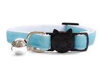 Velvet Cat Collars with Bell | Quick Safety Release Breakaway Buckle | Handmade in the UK | Available in Cat & Kitten Size | Baby Blue Velvet