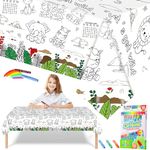 Forest Animals Giant Colouring Table Cloths for Kids,Jungle Animals Party Tablecloth Colouring Poster with 18 Paint Pen,47x71inch Colour In Table Cloth Drawing Paper Roll Table Cover Colouring Sheet