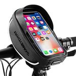 ROCKBROS Bike Handlebar Bag Waterproof Bike Phone Bag Bicycle Front Top Tube Cellphone Bag Fits for 6.5" Below Phones Sensitive TPU Black