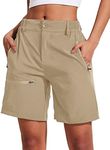 COOrun Women's 5" Hiking Shorts Golf Athletic Outdoor Shorts Quick Dry Workout Summer Water Shorts with Pockets Khaki M