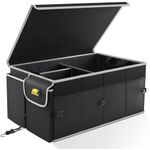 MIKKUPPA Car Trunk Organizer - 65L Collapsible Trunk Organizer Sturdy Trunk Storage Organizers Car Trunk Organizer with Lid, for SUV Auto Truck Van with Adjustable Straps and Non Slip Bottom