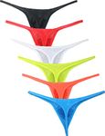 iKingsky Men's Sexy Pouch G-String Underwear Low Rise Y-Back Thong Panties (Medium, 6 Pack)