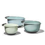 OXO Good Grips 3-Piece Plastic Mixing Bowl Set - Cadet Blue, Tower Gray, Jade, Small, Medium, Large