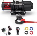 FieryRed ATV/UTV Winch- 12 V 4500LBS Electric Winch with Synthetic Rope, Wire and Wireless Remote Control, Aluminium Fairlead, Waterproof IP67