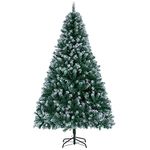 Yaheetech 6ft Frosted Artificial Christmas Tree with 650 Tips Hinged Snow Dusted Spruce Xmas Holiday Decorative Tree with Foldable Stand