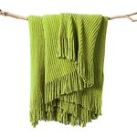 lifein Fall Throw Blanket for Couch-Soft Green Boho Bed Throw Blankets,Cozy Knitted Chenille Throw,Small Farmhouse Lightweight Blanket&Throw for Autumn,Woman,Bed,Chair,Sofa,Home Decor(Green,50 * 60")