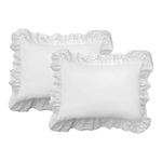 Fresh Ideas Bedding Eyelet Ruffled Pillow 2 Pack Sham Standard, White