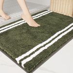 PURRUGS Non-Slip Bathroom Rug 24" x 36" - Super Absorbent & Quick Dry Shaggy Microfiber Bath Mat, Machine Washable Plush Throw Rug for Bathtub, Shower and Sink, Green