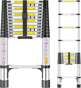 3.8M Telescopic Ladder – Stainless Steel Extension Ladder
