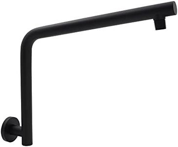 Aquaiaw High Rise Shower Arm and Flange, 12.6 inch, Solid Brass, Both Soldered 1/2 NPT Tapered Threads, Round, Matte Black, Gooseneck Raised Shower Head Arm W/Escutcheon, Wall Mount Shower Extension