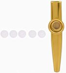 Metal Alloy Kazoo Aluminum Alloy Mini Portable Kazoo Ukulele Guitar Partner Easy to Learn Musical Instrument for Guitar, Ukulele, Violin, Piano Keyboard(gold)