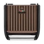 George Foreman 25053 Large Steel Grill - 7 Portion Griddle, Hot Plate and Sandwich Maker with Non-Stick Plates and Upright Storage, Dark Bronze