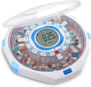 LiveFine WiFi Automatic Pill Dispenser and Remote Medication Monitoring System with Locking Key, 28-Day Medication Organizer Up To 9 Doses Per, Adjustable Light/Sound Alarms For Prescriptions & Vitami