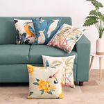 haus & kinder Digital Printed 100% Cotton Cushion Cover |Throw Pillow Cushion Cover for Sofa Living Room | 16inch x 16inch | Tropical Paradise (Pack of 5)