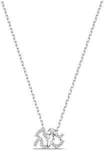 Swarovski Women's Zodiac Pendant Necklace, Aquarius Zodiac Motif with White Crystals and Gold-Tone Plated T-bar Closure on a Rhodium Plated Chain