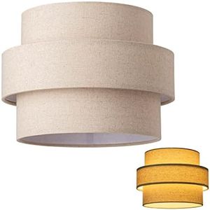 ELFCAB 3-tier Drum Lamp Shade for Pendant Lamp Floor Lamp Chandelier Replacement Shade Clip on Bulb Classic Round Lamp shade Natural Linen Handcrafted (Brown)