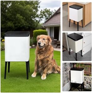 Ornato Dog Poop Trash Can Outside,Tall high Legs 4 Gallon stainess Steel Dog Waste Press Trash Can with Lid,Include Inner Bucket and Universal Wheels,Backyard,Patio,Garage, Outdoors,Garbage Can
