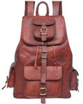 ANUENT 20" Vintage Leather Backpack for Men and Women - Dark Brown Laptop and Travel Bag - Large Rucksack and Knapsack - Perfect for Business, Work, Leather Bookbag, (Brown)