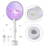 Electric Fly Swatter Racket,4000V USB Rechargeable Fly Killer Bug Zapper Racket with Charging Base Fly Catcher for Mosquitoes, Bees, Moths Fruit Fly Trap Catcher Kitchen,Garden,Indoor and Outdoor