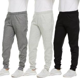 Essential Elements 3 Pack: Men's Tech Fleece Ultra-Soft Warm Jogger Athletic Sweatpants with Pockets, Set a, XX-Large