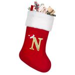 Christmas Stockings Personalised 20 Inch Large Xmas Stockings Monogram Christmas Stockings With Letters Red Velvet Classic Christmas Stocking Fireplace Hanging Ornament Christmas Holiday Party Décor