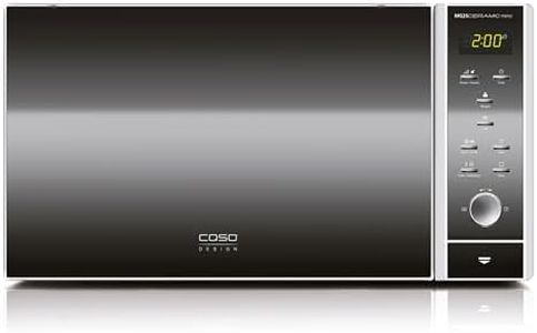 CASO MG 25 Ceramic Menu Mikrowelle mit Grill, 900 W Mikrowelle, 1000 W Quarz-Grill, 25 L Edelstahl-Innenraum, Borosilikatglasboden, 10 Leistungsstufen, 10 Kochprogramme, Timer, Sound On/Off