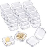 100 Pack Mini Clear Jewelry Box with Hinged Lid Small Plastic Jewelry Box Square Storage Box for Tiny Mini Jewelry