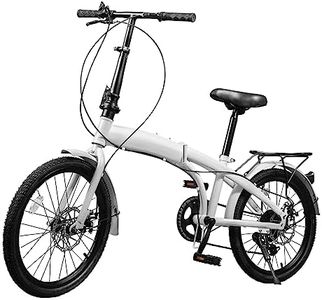 LIAPDG 20-Inch Folding Bike, Foldable Bike for Adults with 7 Speed Gears Easy Folding City Bicycle with Front and Rear Disc Brakes Front and Rear Fenders Adjustable Seat Height Curvature Frame