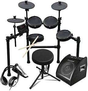 Carlsbro CSD25M Electronic Drum Kit with Mesh Heads, 7-Piece Electric Drum Set Including Active Monitor Speaker, Stool & Headphones, USB MIDI & Audio, Adjustable Frame, 6-Month Online Lessons