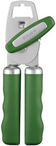 Zulay Kitchen Heavy Duty Stainless Steel Can Opener Manual with Bottle Opener - Rust Proof Manual Can Opener With Turn Knob & Comfy Soft Grip Handles - Artichoke Green