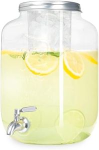 Crutello Outdoor Glass Beverage Dispenser with Stainless Steel Spigot & Ice Cylinder - 2 Gallon Drink Dispenser for Tea, Lemonade, Cold Water & More - A Family-Owned American Brand