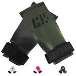 LYFT-RX Carbon Fiber Hand Grips for Weightlifting, Cross Training, Pullup, Muscle Ups - No Hole Fingerless Grip, Gymnastics Fit, Men/Women Lift Gloves, Protects Palms & Enhances Grip, OD Green, Large