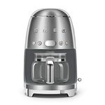 Smeg 1950's Retro Style 10 Cup Programmable Coffee Maker Machine (Stainless Steel), Large