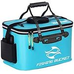 Fishing Bucket, 6Gallon/10Gallon Foldable Fish Bucket,Live Fish Container Multi-Functional Live Fish Bait Bucket,Outdoor Camping Fishing Bag and Fish Protection Bucket (Blue-10Gallon)