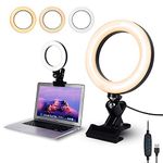 6.3" Ring Light with Clamp Mount for Laptop,Webcam Light with 3 Light Modes&10 Level Dimmable for Laptop/PC Monitor/Desk/Bed/Office/Makeup/YouTube/TIK Tok