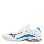 Mizuno Men's WAVE LIGHTNING Z6 Volleyball Shoe, White/Black/Diva Blue, 13 UK