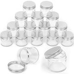 Swpeet 15 Packs 2 oz - 60ML Transparent Glass Jar with Silver Lid Assortment Kit, Round Containers Cosmetic Glass Jars with Lids Travel Jars Cosmetic Containers for Cream, Lotion