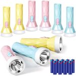 Weewooday 9 Pcs Mini LED Kids Flashlight Small Pocket Torch Colourful Bright Glow in Dark Torch Light for Children Adult Hiking Camping Winter Outdoor Party Gift, Batteries Included