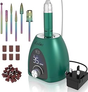 Kredioo Electric Nail Drill, Professional 35000RPM Electric Nail Files for Acrylic Nails and Gel Polish, Nail Drill Machine with Pause Button and LED Display for Nail Salon Gifts Beauty, 36W, Green