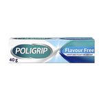 Poligrip Denture Adhesive Fixative Cream, Adhesive Flavour Free for strong all-day hold of dentures, 40g