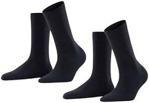 FALKE Women Softmerino 2-Pack Crew Socks, Blue (Dark Navy 6379), 5-6