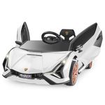 Voltz Toys 12V Ride On Car for Kids, Official Licensed Lamborghini SIAN, Battery Powered Electric Car with Remote Control, LED Lights and MP3 Player(White)