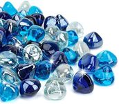 Mr. Fireglass 10 Pounds Blended Fire Glass Diamonds for Fireplace Fire Pit & Lanscaping - 1 inch High Luster Fire Rocks with Mixed Colors (Cobalt Blue++Crystal Ice+Caribbean Blue)