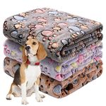 Awaytail 3 Pack Dog Blankets for Medium Dogs - Soft Fuzzy Flannel Pet Blankets for Dogs - Cute Paw Print Blanket Washable for Couch Bed Car - 60x80cm