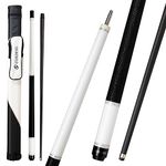 CUEDESG Carbon Fiber Pool Cue Stick 10.5mm/11.8mm/12.5mm,Low Deflection Pool Stick,Professional Cue Stick with Case… (White_Leather Wrap_10.5mm)