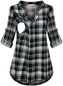 Joymom Nursing Tops for Women Nursing Shirts for Breastfeeding Shirts for Women Maternity Nursing Tops Tees Maternity Breastfeeding Top Blue Black S