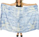 LA LEELA Women's Casual Beach Sarong Long Tie Waist Wrap One Size Denim, Tie Dye